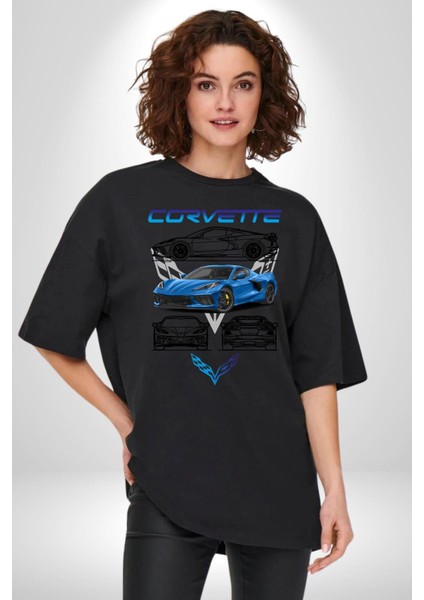 Tasarım Harikası Spor Araba Prototip Kadın Erkek Ön Baskılı Siyah Pamuklu Tişört Penye Klasik fırsatları