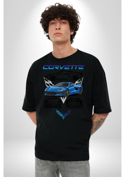 Tasarım Harikası Spor Araba Prototip Kadın Erkek Ön Baskılı Siyah Pamuklu Tişört Penye Klasik indirimleri