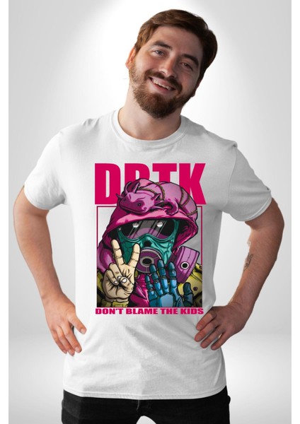 Çocukları Suçlama Maskeli Adam Kadın Erkek Ön Baskılı Beyaz Pamuklu Tişört Penye Klasik modelleri