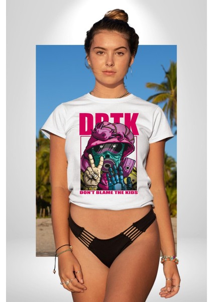 Çocukları Suçlama Maskeli Adam Kadın Erkek Ön Baskılı Beyaz Pamuklu Tişört Penye Klasik fırsatları