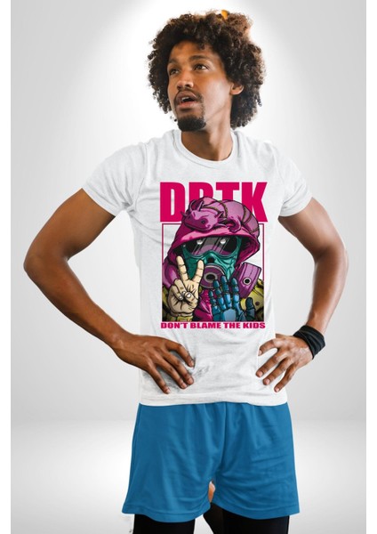 Çocukları Suçlama Maskeli Adam Kadın Erkek Ön Baskılı Beyaz Pamuklu Tişört Penye Klasik indirimleri