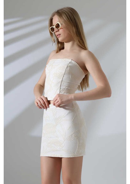 Kadın Krem Croplu Etek Takım MSC400 indirimleri