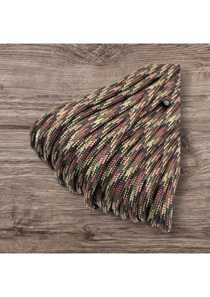 Polyester Paracord Ip 660 Lb 4 Mm Bordo Bej Desen 30 Metre