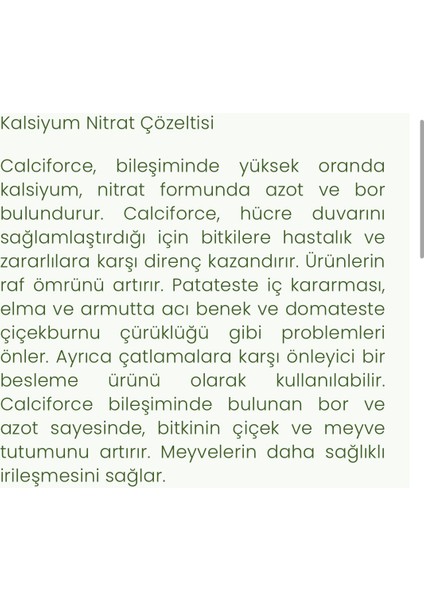 Kalsiyum Nitrat Çözeltili Sıvı Gübre Calsiforce 5 Litre modelleri