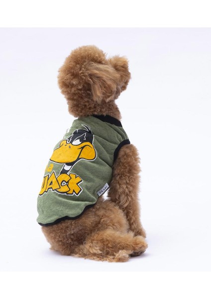 Yeşil Daffy Duck Tişört - Kedi Köpek Kıyafeti-Organik Pamuklu Penye Tişört