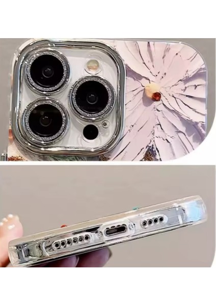 Apple iPhone 15 Pro Max Uyumlu Kılıf 3D Hologramlı Çiçek Desenli Kamera Korumalı Kapak / Kılıf fiyatları