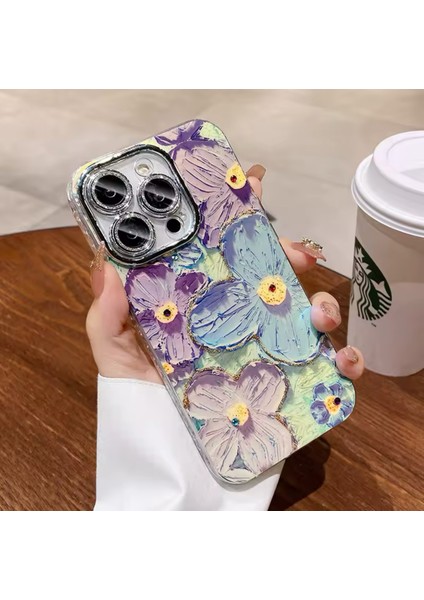 Apple iPhone 15 Pro Max Uyumlu Kılıf 3D Hologramlı Çiçek Desenli Kamera Korumalı Kapak / Kılıf fırsatları