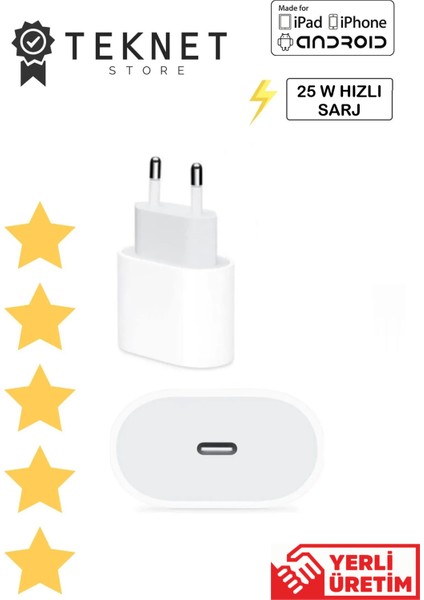 Samsung Galaxy A33 A34 A35 A52 A52S A53 A54 A80 Uyumlu Hızlı Şarj Aleti 25W Type-C Adaptör