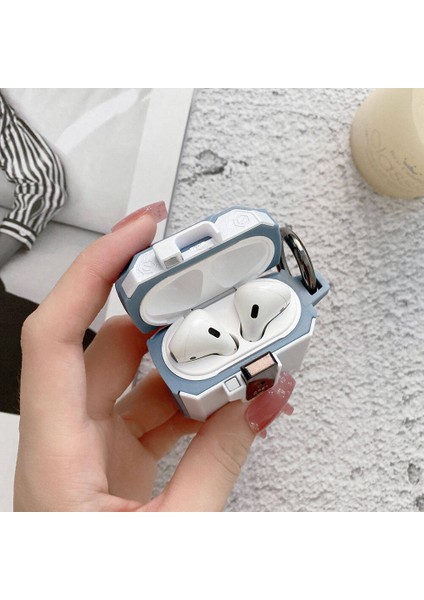 Apple AirPods Uyumlu Zore Airbag 35 Darbelere Karşı Dayanıklı Düğmeli Kılıf-Siyah