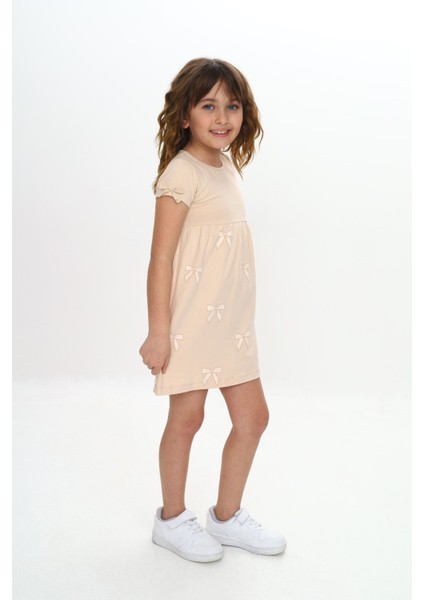 Kız Çocuk Fiyonk Baskılı Elbise modelleri