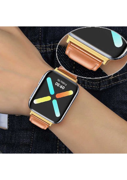 Oppo Watch 46MM 22MM Metal Kordon Dönüştürücü Zore - Gold