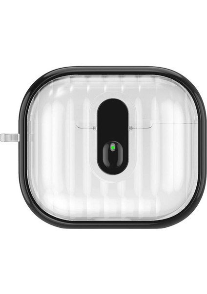 Apple AirPods 4 Kılıf Kenarları Renkli Şeffaf Dilimli Silikon Uyumlu Zore Airbag 40 Kılıf-Siyah