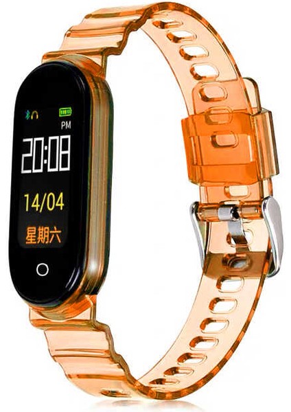 Xiaomi Mi Band 5 Krd-27 Uyumlu Kordon Zore - Turuncu
