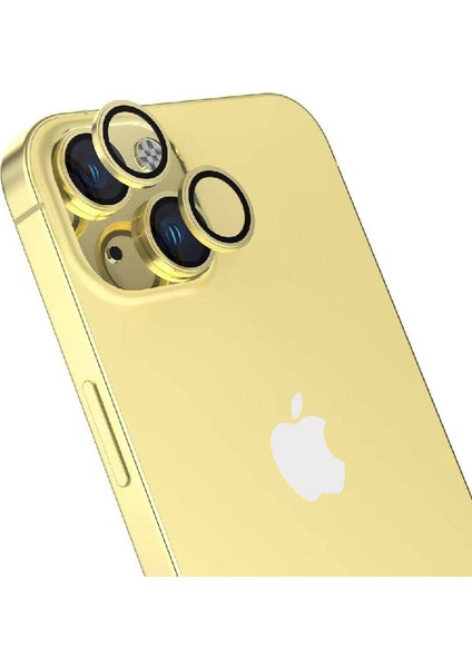 Apple iPhone 15 Plus Uyumlu Ardx Cl-15 Parmak Izi Bırakmayan Anti-Reflective Kamera Lens Koruyucu-Sar