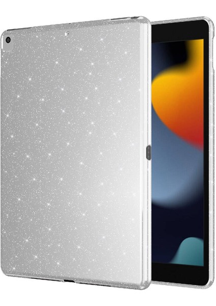 Apple iPad 10.2 2021 (9.nesil) Simli Parlak Görünümlü Uyumlu Zore Tablet Koton Kılıf-Siyah
