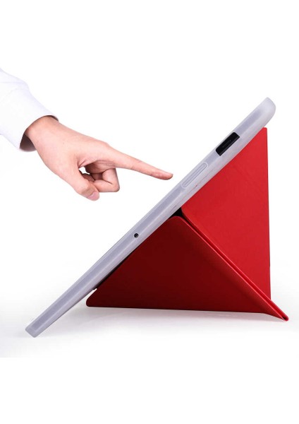 Samsung Galaxy Tab S7 Plus T970 Kılıf Uyumlu Zore Tri Folding Kalem Bölmeli Standlı Kılıf-Açık Yeşil