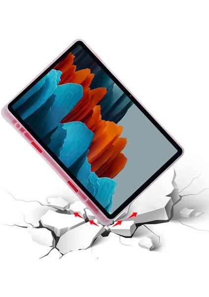 Samsung Galaxy Tab S7 Plus T970 Kılıf Uyumlu Zore Tri Folding Kalem Bölmeli Standlı Kılıf-Açık Yeşil