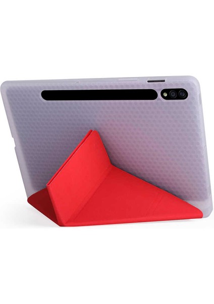 Samsung Galaxy Tab S7 Plus T970 Kılıf Uyumlu Zore Tri Folding Kalem Bölmeli Standlı Kılıf-Açık Yeşil