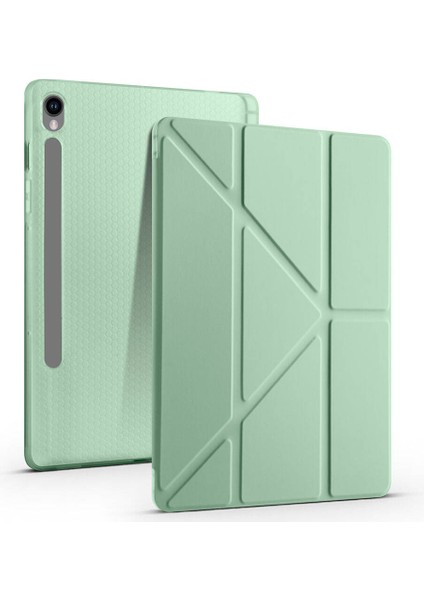 Samsung Galaxy Tab S9 Fe Kılıf Uyumlu Zore Tri Folding Kalem Bölmeli Standlı Kılıf-Siyah