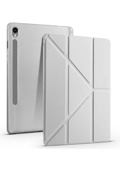 Samsung Galaxy Tab S9 Fe Kılıf Uyumlu Zore Tri Folding Kalem Bölmeli Standlı Kılıf-Siyah