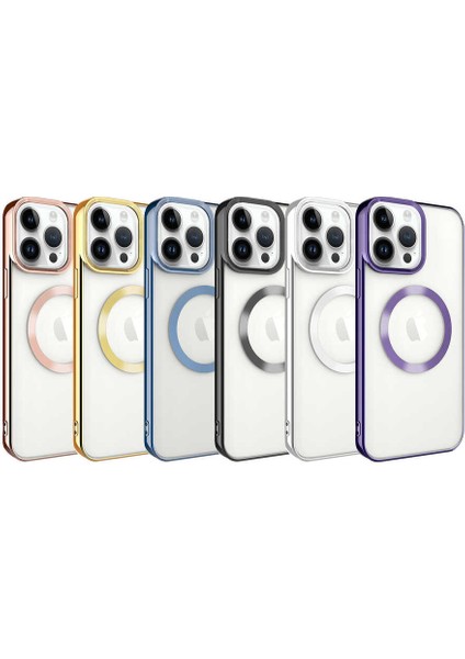 Apple iPhone 14 Pro Max Kılıf Magsafe Wireless Şarj Özellikli Ardx Setro Silikon-Mavi
