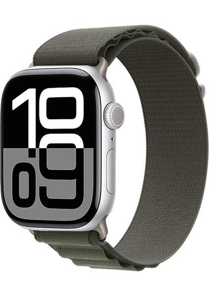 Watch 10 46MM Uyumlu Zore Krd-74 Hasır Kordon-Yeşil
