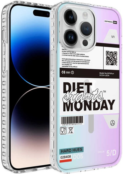 Apple iPhone 14 Pro Max Kılıf Airbag Kenarlı Renkli Desenli Silikon Ardx Elegans Kapak-No5