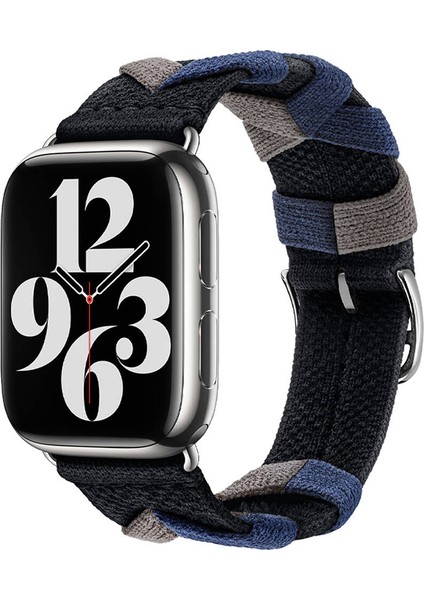 Watch 44MM Uyumlu Zore - Krd-97 Sarmal Örgü Tasarımlı Kordon-Siyah