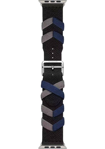 Watch 44MM Uyumlu Zore - Krd-97 Sarmal Örgü Tasarımlı Kordon-Siyah