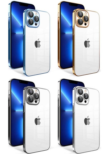 Apple iPhone 12 Pro Kılıf Kamera Korumalı Renkli Çerçeveli Ardx Garaj Kapak-Gold