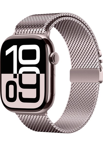 Apple Watch 44MM Zore KRD-121 Metal Hasır Kordon-Pembe
