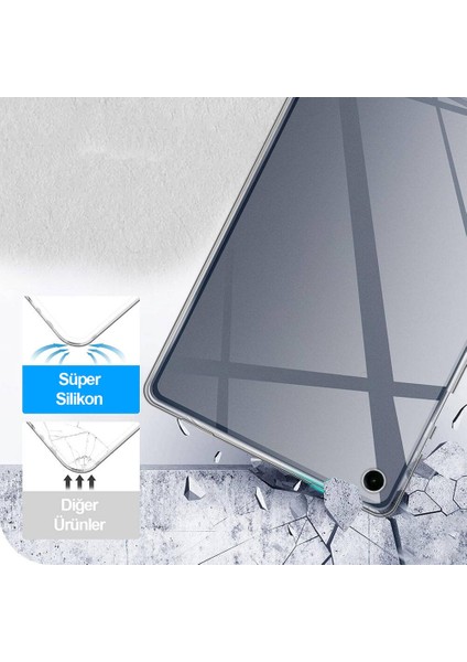 Samsung Galaxy Tab A9 Plus Kılıf Uyumlu Zore Tablet Süper Silikon Kapak-Renksiz