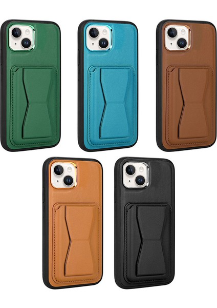 Apple iPhone 14 Plus Kılıf Kartlıklı Standlı ​pu Deri Ardx Memo Kapak-Koyu Yeşil