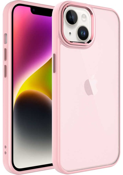 Apple iPhone 14 Plus Kılıf Buzlu Sert Pc Ardx May Kapak-Pembe Açık