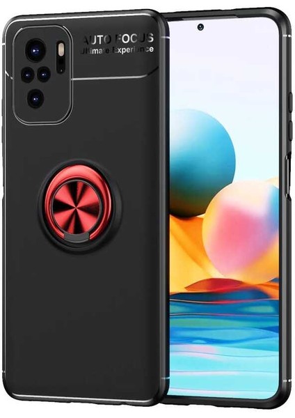 Xiaomi Redmi Note 10 Kılıf Ardx Ravel Silikon Kapak-Siyah-Kırmızı