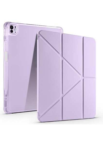 Apple iPad Air 13 2025 M3 Kılıf Zore Tri Folding Kalem Bölmeli Standlı Kılıf - Lila