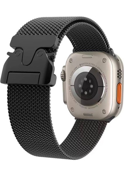 Apple Watch 42MM Zore Krd-25 Metal Hasır Kordon-Siyah