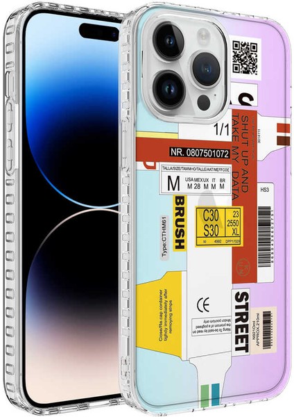 Apple iPhone 14 Pro Max Kılıf Airbag Kenarlı Renkli Desenli Silikon Ardx Elegans Kapak-No2