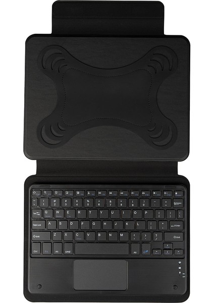 Uyumlu Zore Border Keyboard 10-11" Inç Universal Bluetooh Bağlantılı Standlı Klavyeli Tablet Kılıfı-Siyah