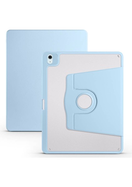 Apple iPad Air 13 2025 M3 Kılıf Zore Termik Kalem Bölmeli Dönebilen Standlı Kılıf - Açık Yeşil