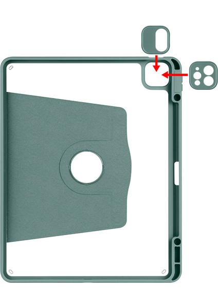 Apple iPad Air 13 2025 M3 Kılıf Zore Termik Kalem Bölmeli Dönebilen Standlı Kılıf - Açık Yeşil