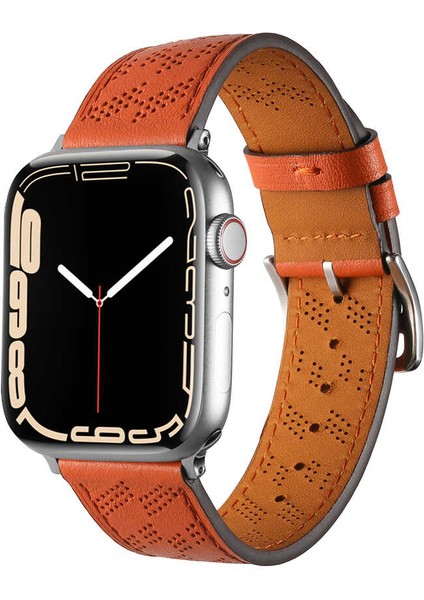 ​​​Watch Ultra 49MM Uyumlu Krd-76 Pu Deri Kordon Strap Kayış Zore - Turuncu