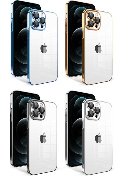 Apple iPhone 12 Pro Max Kılıf Kamera Korumalı Renkli Çerçeveli Ardx Garaj Kapak-Siyah