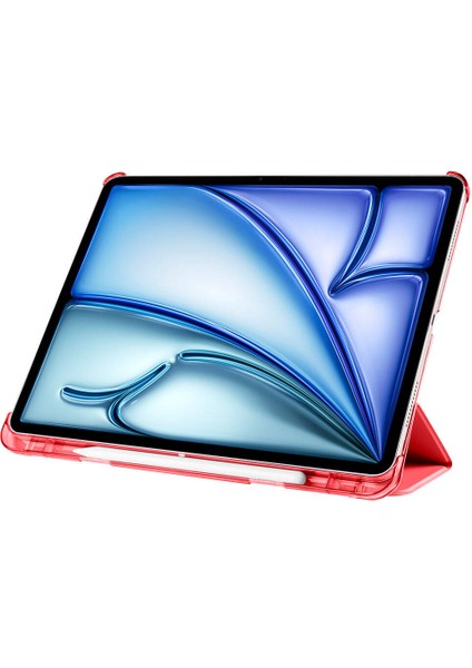 Apple iPad Air 13 2025 M3 Zore Smart Cover Kalem Bölmeli Standlı 1-1 Kılıf - Siyah