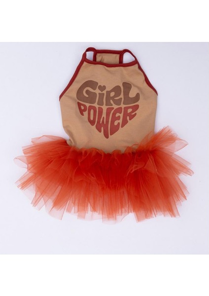 Bej Girl Power Kedi Köpek Elbisesi - Kedi Köpek Kıyafeti fırsatları