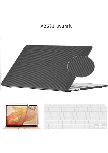 Macbook Air 13.6 Inç M2 M3 M4 Çip A2681 A3113 A3240 Uyumlu Alt Üst Kılıf Klavye ve Ekran Koruyucu