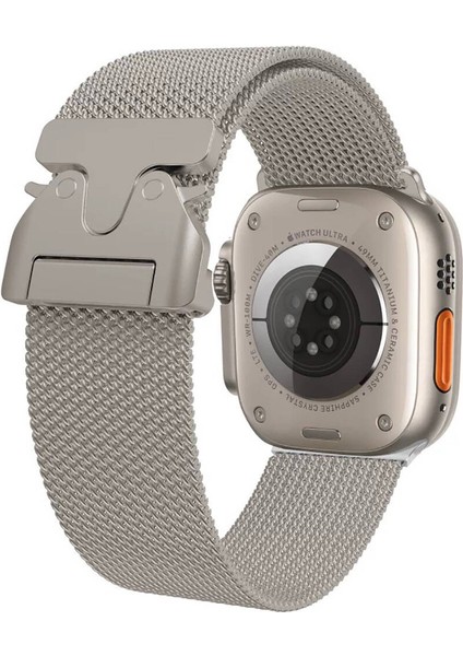 Apple Watch 42MM Zore Krd-25 Metal Hasır Kordon-Gri