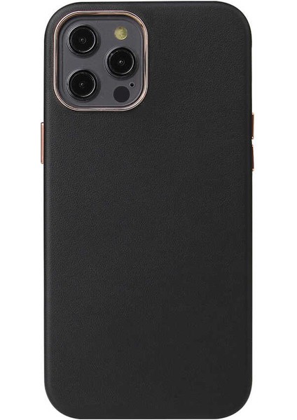 Apple iPhone 12 Pro Max Uyumlu Ardx Leathersafe Wireless Kapak-Siyah