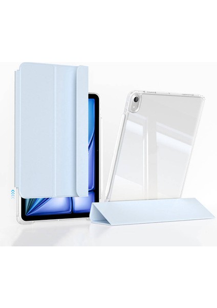 Apple iPad Air 11 2025 M3 Kılıf Magnetik Ayrılabilen Airbagli Zore Sliding Tablet Kılıfı - Mavi Açık