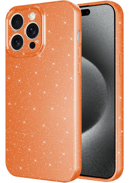 Apple iPhone 15 Pro Max Kılıf Kamera Korumalı Simli Lüks Ardx Koton Kapak-Turuncu
